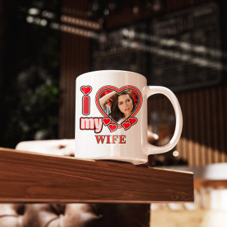 I Love My Wife Personalized Valentines Day Heart Coffee Mug
