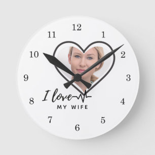 I Love My Wife PHOTO Gift - Best Friend Custom Round Clock