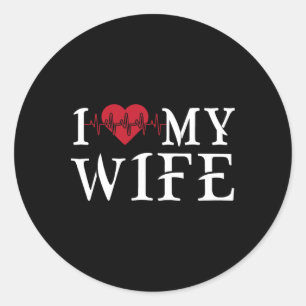 I Love My Wife Red Heart Funny Mother's Day Matchi Classic Round Sticker