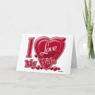 I Love My Wife red - heart Holiday Card
