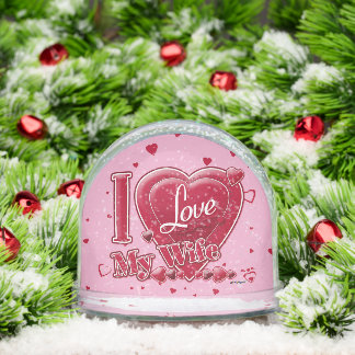 I Love My Wife red - hearts Snowglobe