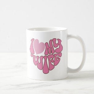 I Love My Wife Retro Pink Heart Design Coffee Mug