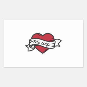 I Love My Wife Tattoo Rectangular Sticker