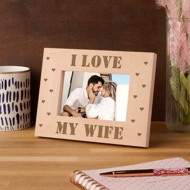 I Love My Wife Typography love Hearts Personalised Etched Frames (Creator Uploaded)