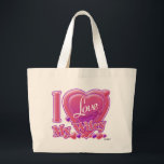 I Love My Wifey pink/purple - heart Large Tote Bag<br><div class="desc">I Love My Wifey pink/purple - heart</div>