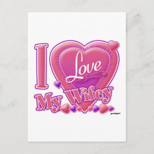 I Love My Wifey pink/purple - heart Postcard