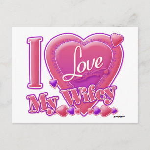 I Love My Wifey pink/purple - heart Postcard