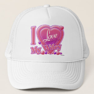 I Love My Wifey pink/purple - heart Trucker Hat