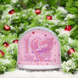 I Love My Wifey pink/purple - hearts Snowglobe