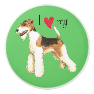 I Love my Wire Fox Terrier Ceramic Knob