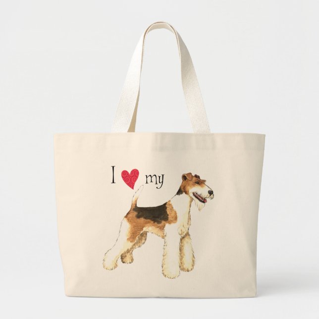 I Love my Wire Fox Terrier Large Tote Bag (Front)