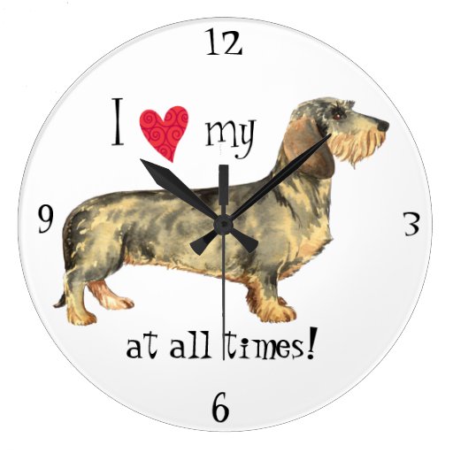 Image of I love my Wirehaired Dachshund Large Clock