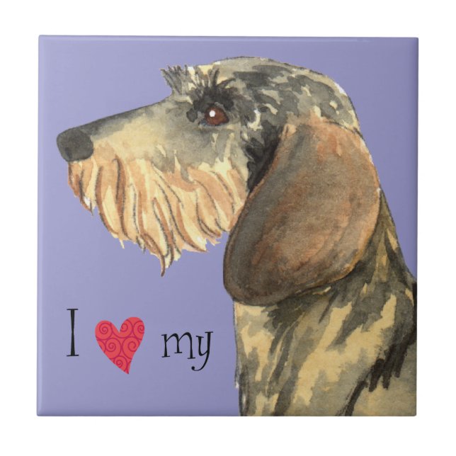 I Love my Wirehaired Dachshund Tile (Front)