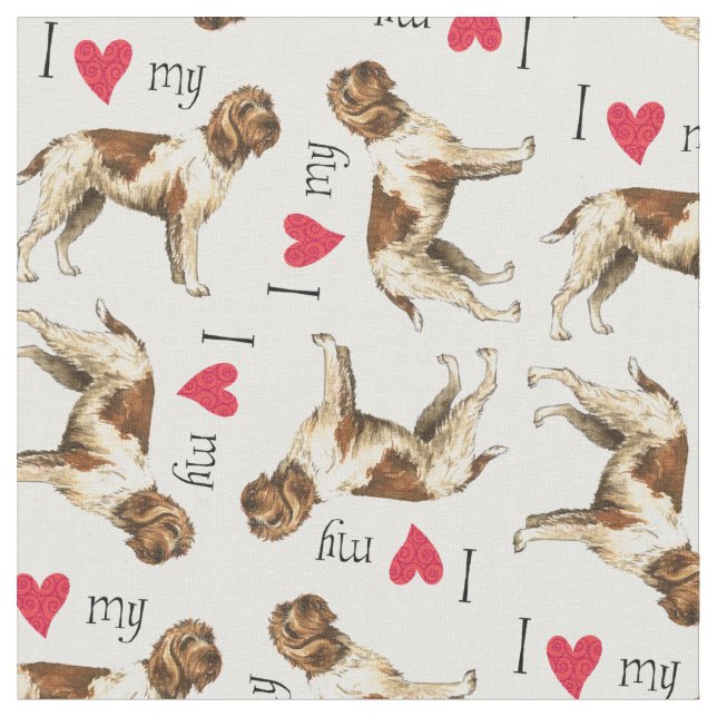 I Love my Wirehaired Pointing Griffon Fabric (Close Up)