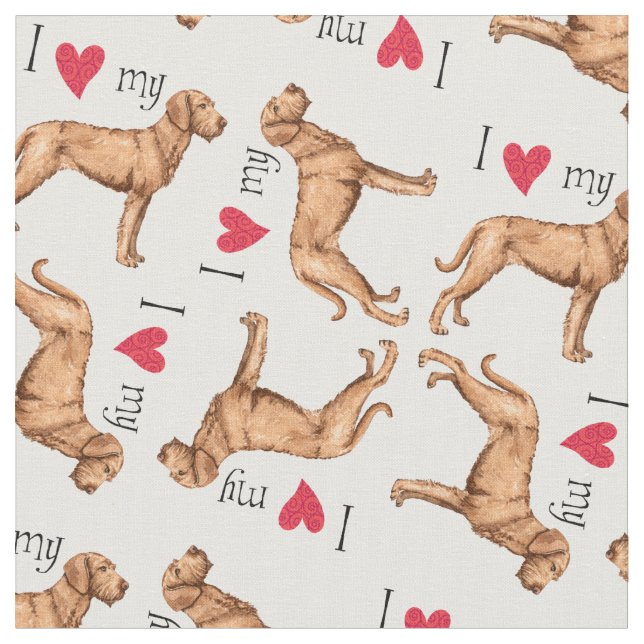 I Love my Wirehaired Vizsla Fabric (Close Up)