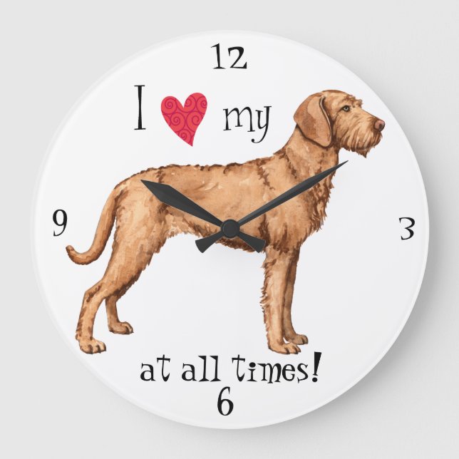 I Love my Wirehaired Vizsla Large Clock (Front)