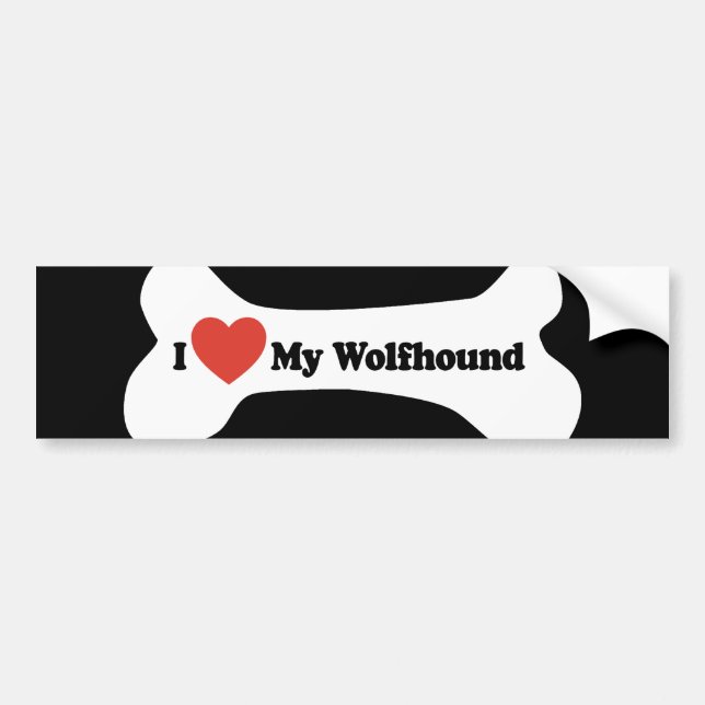 I Love My Wolfhound - Dog Bone Bumper Sticker (Front)