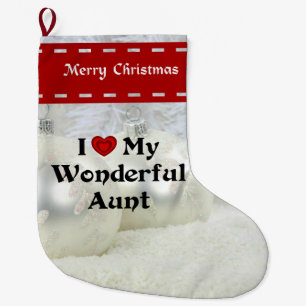 I Love My Wonderful Aunt, White Christmas Large Christmas Stocking