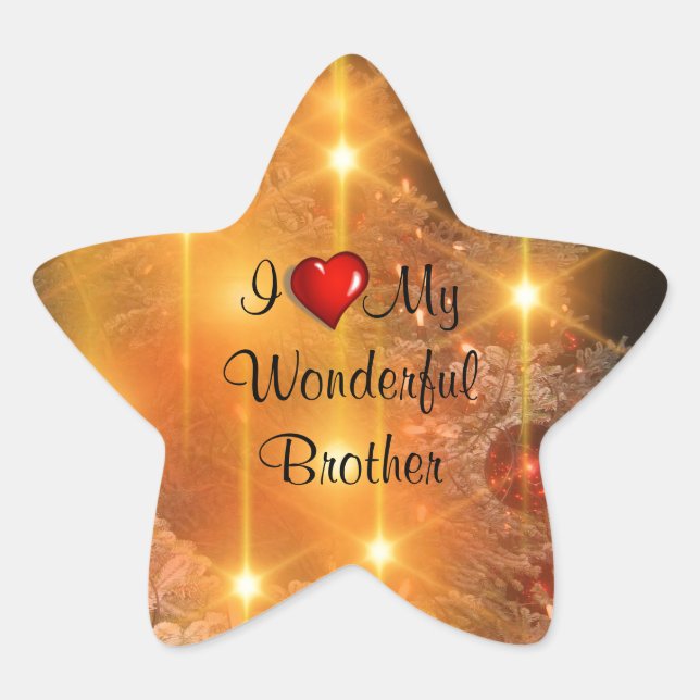 I Love My Wonderful Brother Star Sticker (Front)