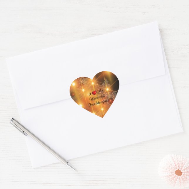 I Love My Wonderful Granddaughter Heart Sticker (Envelope)