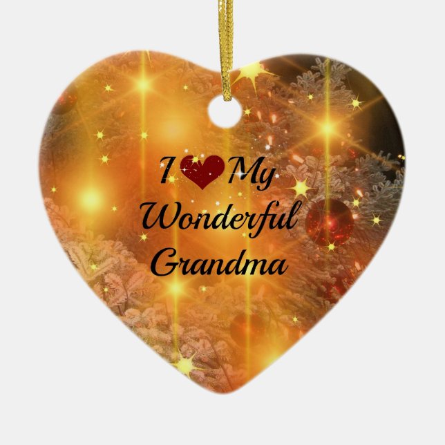 I Love My Wonderful Grandma, Ceramic Tree Decoration (Front)