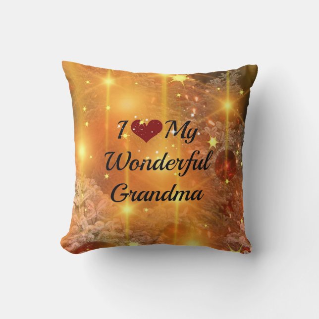 I Love My Wonderful Grandma, Christmas Sparkle Cushion (Front)