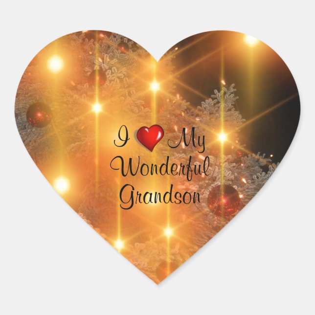 I Love My Wonderful Grandson Heart Sticker (Front)