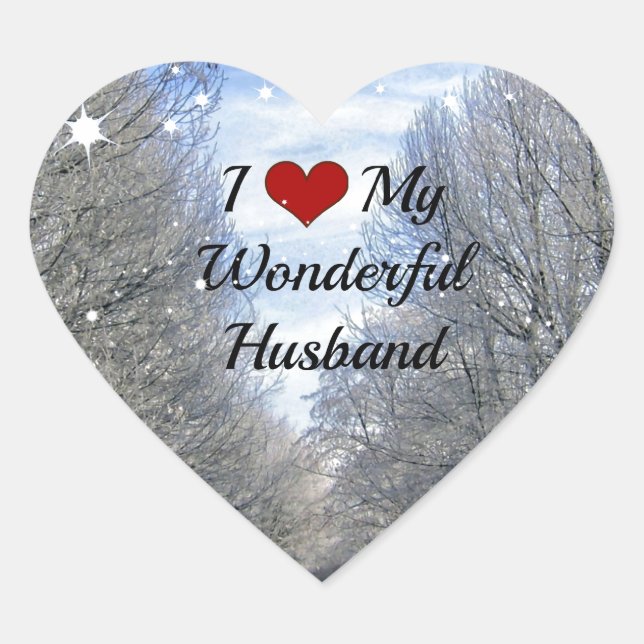 I Love My Wonderful Husband Heart Sticker (Front)