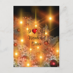 I Love My Wonderful Sister Holiday Postcard