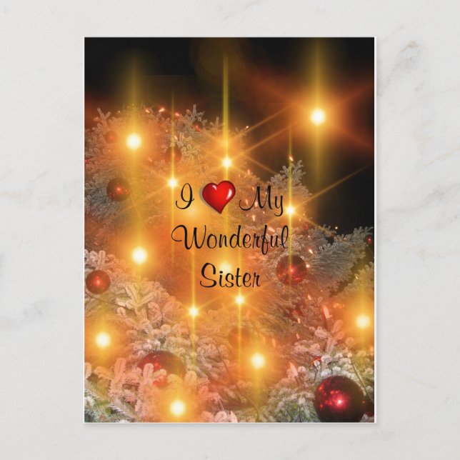 I Love My Wonderful Sister Holiday Postcard (Front)
