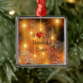 I Love My Wonderful Sister Metal Tree Decoration
