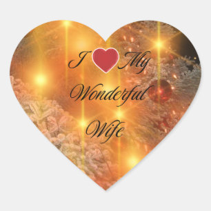 I Love My Wonderful Wife Heart Sticker