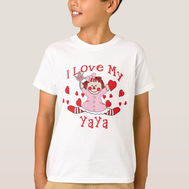 I love My YaYa Rag Doll & Hearts T-Shirt (Front)