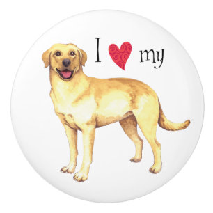 I Love my Yellow Lab Ceramic Knob