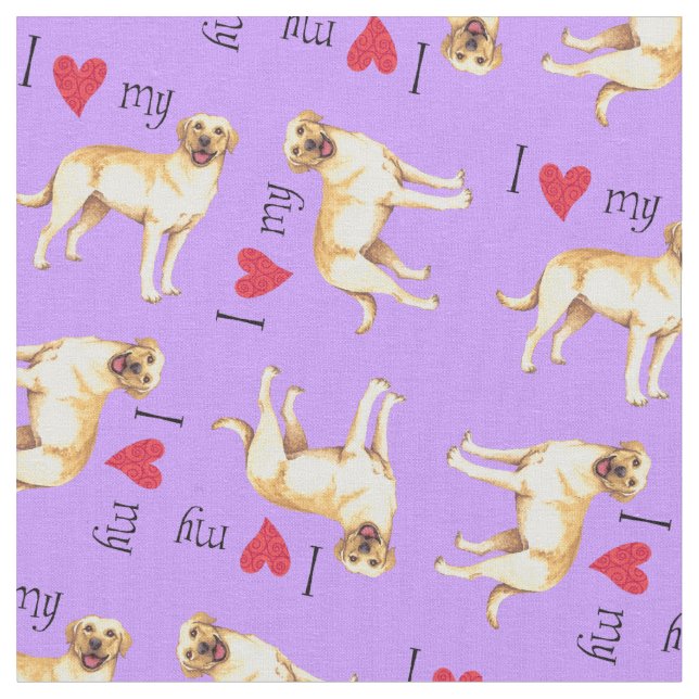 I Love my Yellow Lab Fabric (Close Up)