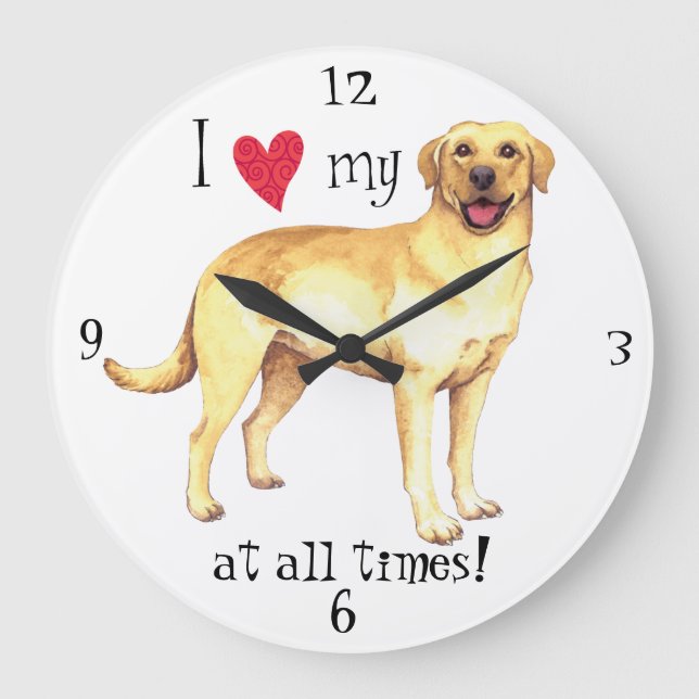 I Love my Yellow Lab Large Clock (Front)