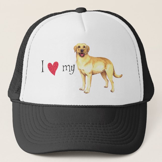 I Love my Yellow Lab Trucker Hat (Front)
