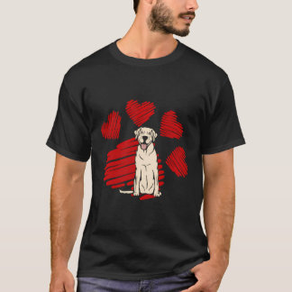 I Love My Yellow Labrador Dog Paw Heart Valentines T-Shirt