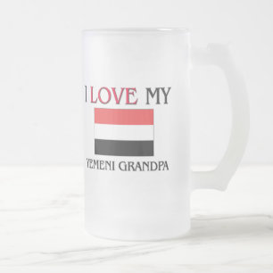 I Love My Yemeni Grandpa Frosted Glass Beer Mug