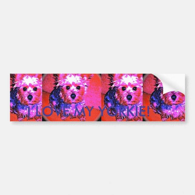 I LOVE MY YORKIE!  Bumper Sticker (Front)