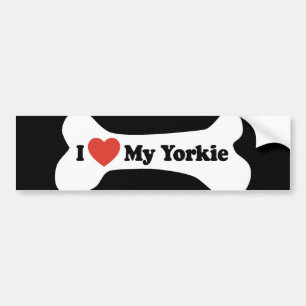I Love My Yorkie - Dog Bone Bumper Sticker