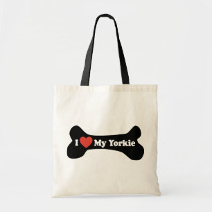 I Love My Yorkie - Dog Bone Tote Bag