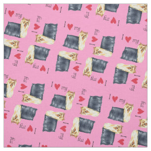 I Love my Yorkie Fabric