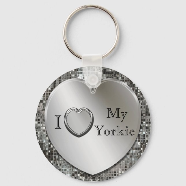 I Love My Yorkie Heart Keychain (Front)