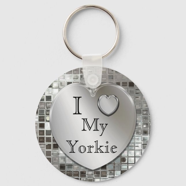 I Love My Yorkie Heart Keychain (Front)
