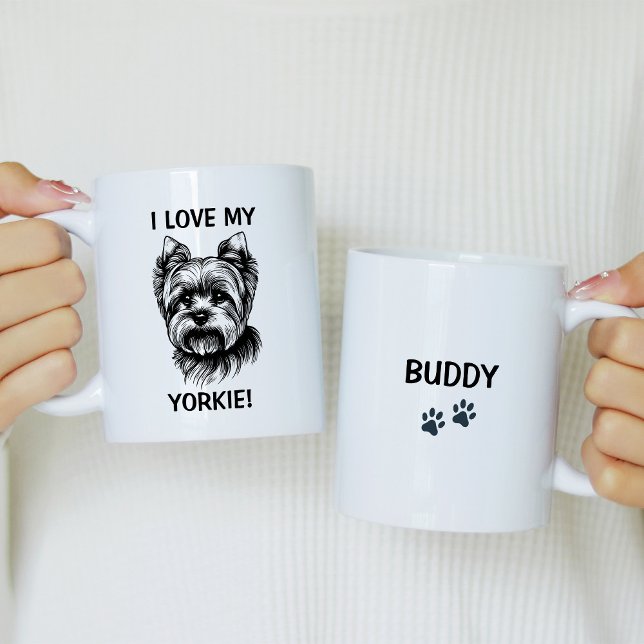 I Love My Yorkie Personalised with Yorkie Sketch Coffee Mug (Creator Uploaded)