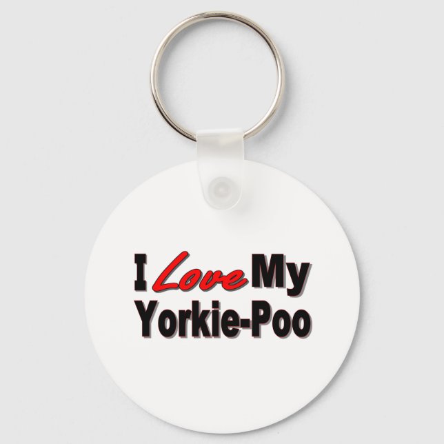 I Love My Yorkie-Poo Dog Gifts and Apparel Key Ring (Front)