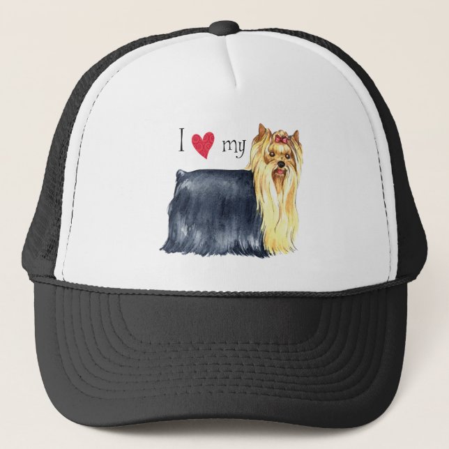 I Love my Yorkie Trucker Hat (Front)