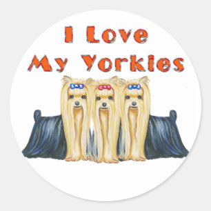 I Love My Yorkies Art Design Stickers Tags