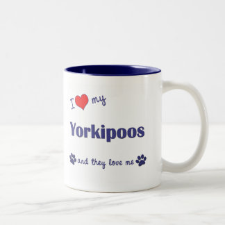 I Love My Yorkipoos (Multiple Dogs) Two-Tone Coffee Mug
